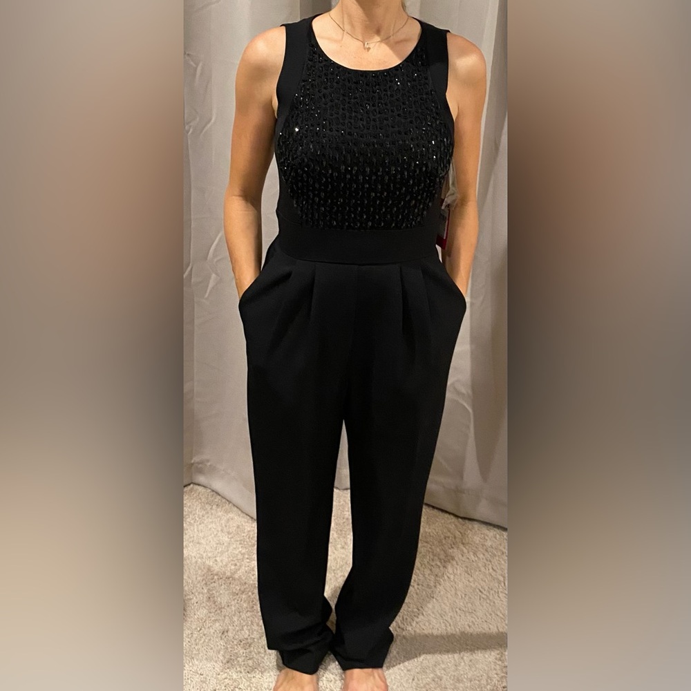 Vince Camuto Black Textured Jumpsuit